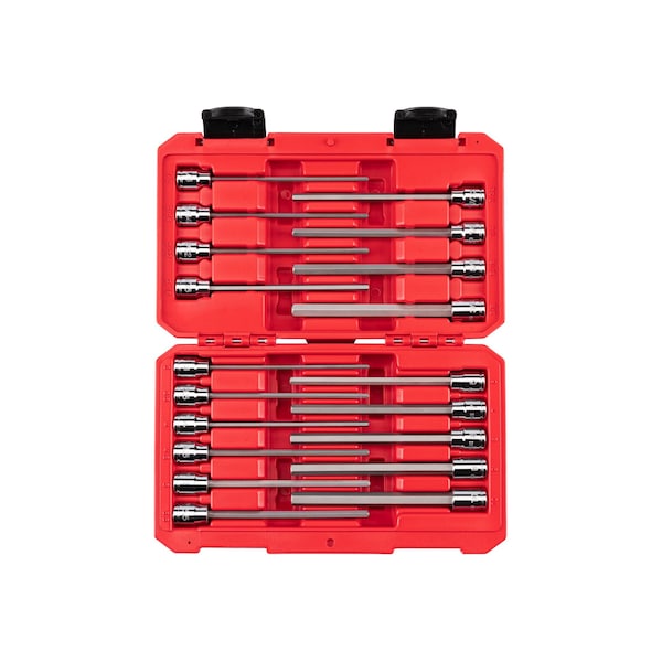 3/8 Inch Drive Long Hex Bit Socket Set, 19-Piece (1/8-3/8 in., 3-10 mm)